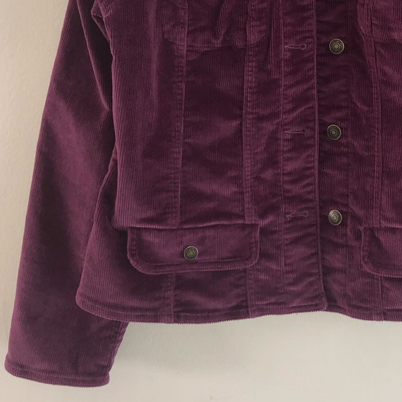 Chadwicks Burgundy Red Corduroy Blazer Jacket Womens Size S Collared Button Up - Picture 2 of 12